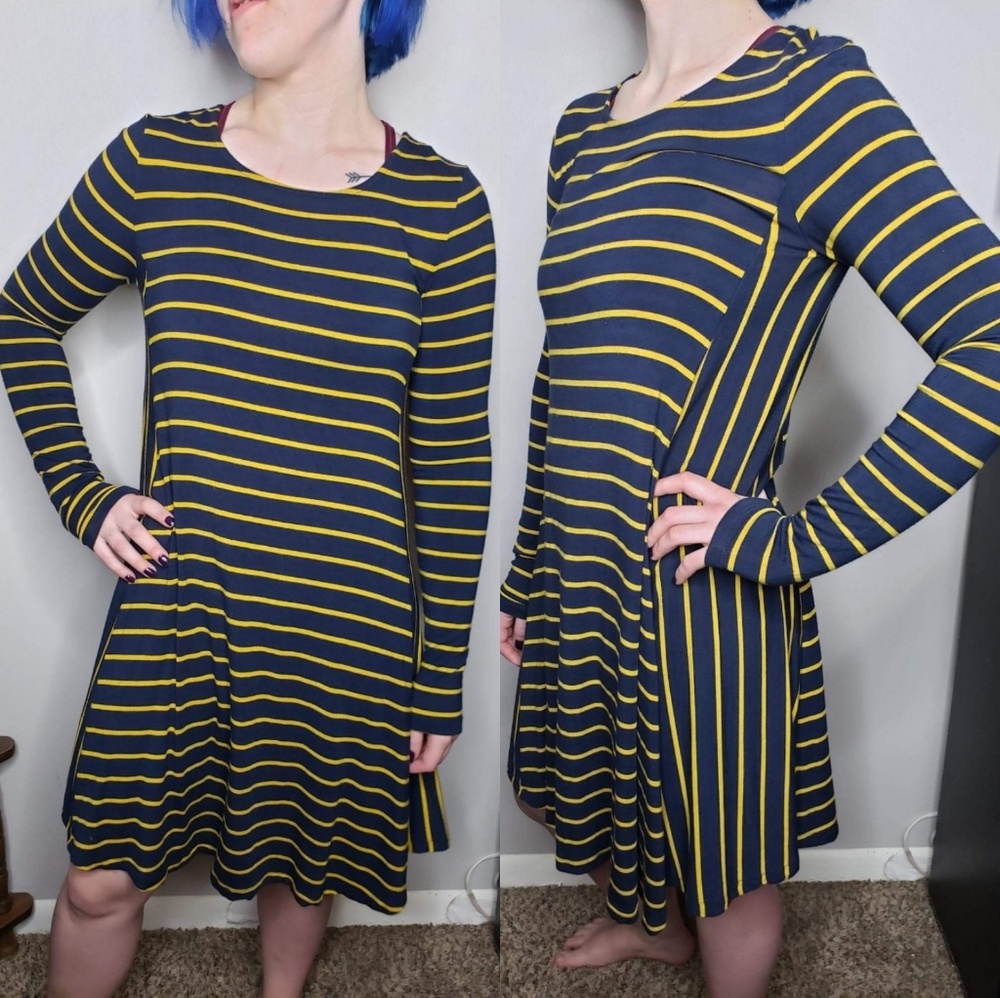 Old Navy Blue and Yellow Striped Dress
